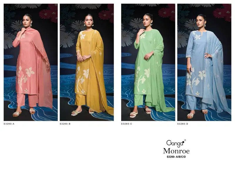  Monroe Cotton by Ganga Printed Embroidered Salwar Suit Collection